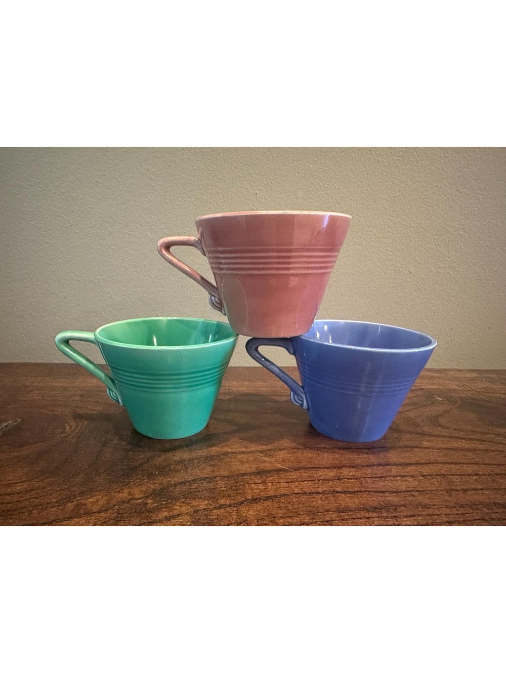 Vintage Homer Laughlin Teacups - 1930s Art Deco Mugs Set of 3